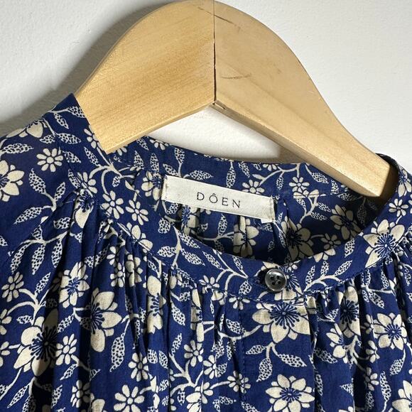 Doen Jane Blouse in Navy Blue Jessamine Calico Floral Jewel Tone Fall Top - Picture 8 of 8